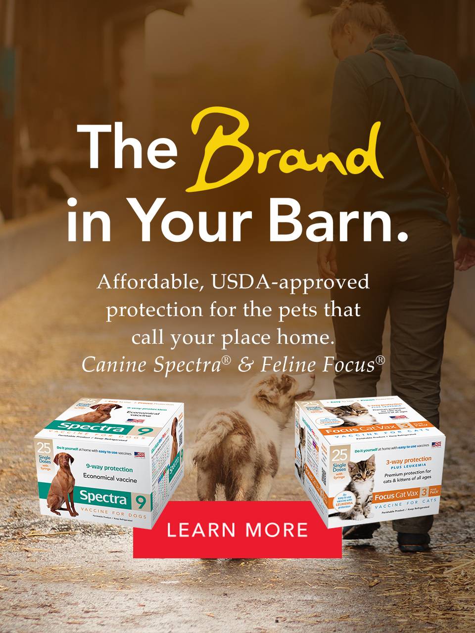 Durvet ... The Brand in Your Barn. Affordable, USDA-approved protection for the pets that call your place home. Canine Spectra® & Feline Focus®